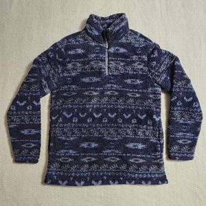 Alpine Sherpa Jacket - Mens Medium- 1/4 Zip Pullover- Fleece Sherpa - Blue